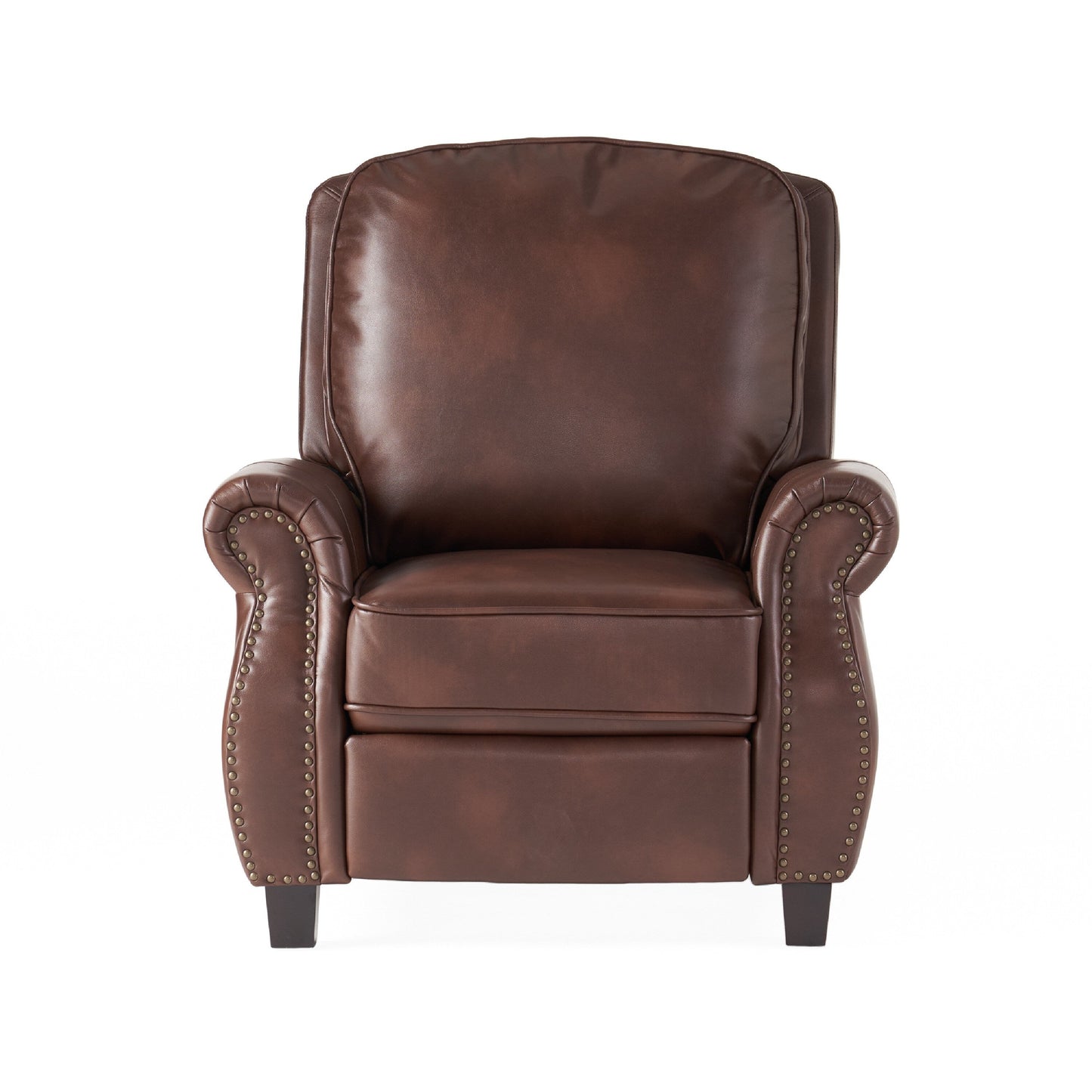 Fauteuil inclinable manuel, dossier relevable, similicuir marron classique