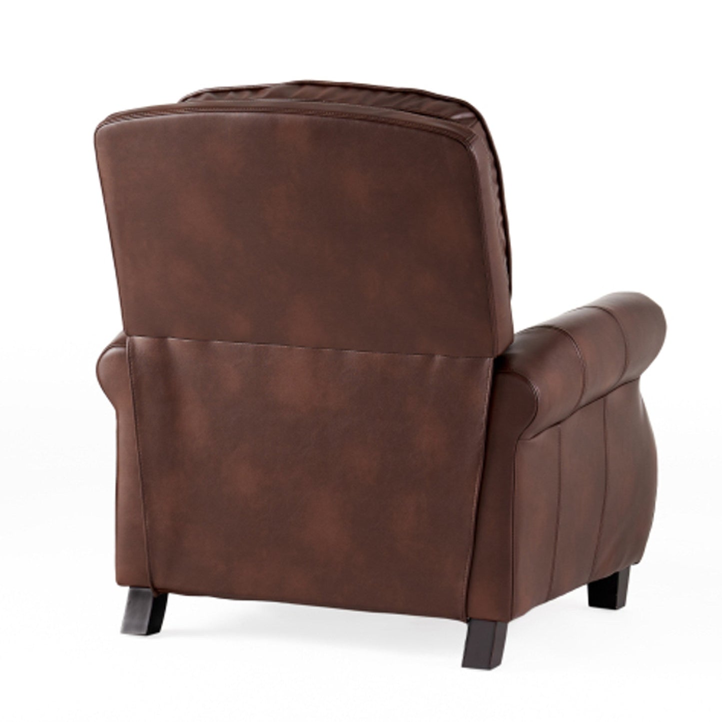 Fauteuil inclinable manuel, dossier relevable, similicuir marron classique