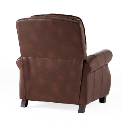 Fauteuil inclinable manuel, dossier relevable, similicuir marron classique