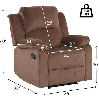 Fauteuil inclinable manuel, fauteuil inclinable simple rembourré en tissu doux pour salon et chambre à coucher