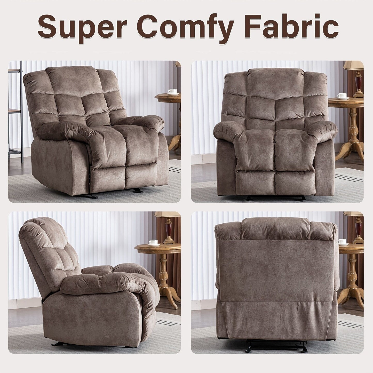 Canapé inclinable manuel en tissu respirant et rembourré pour le salon