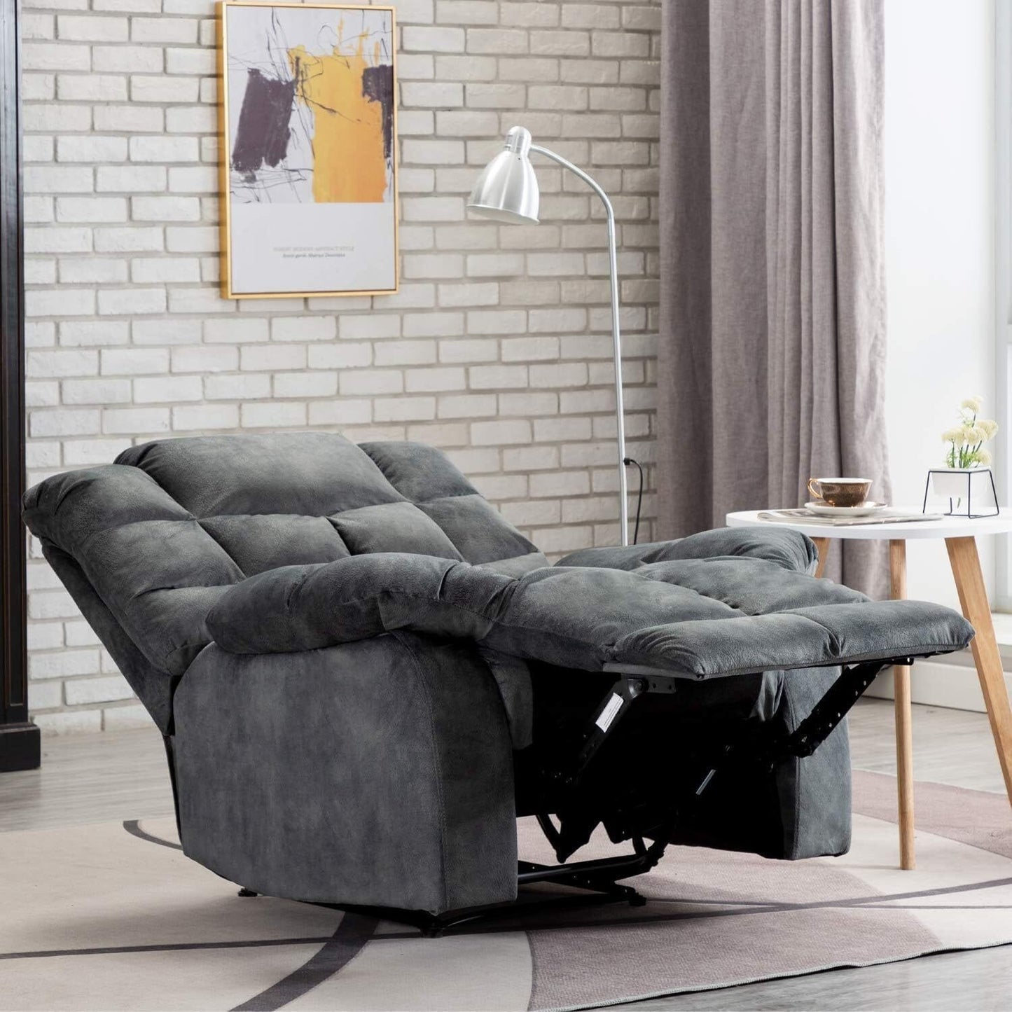 Canapé inclinable manuel en tissu respirant et rembourré pour le salon