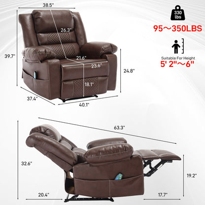 Fauteuil inclinable manuel avec massage à 8 points, fonction chauffante et cadre robuste pour un confort optimal au salon