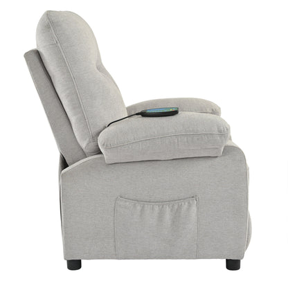 Fauteuil inclinable manuel avec massage chauffant, revêtement en tissu robuste et design portable pour une utilisation en salon