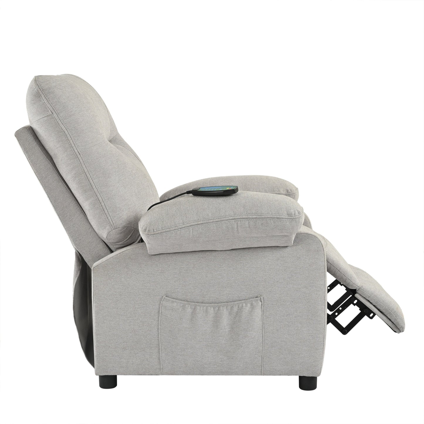 Fauteuil inclinable manuel avec massage chauffant, revêtement en tissu robuste et design portable pour une utilisation en salon