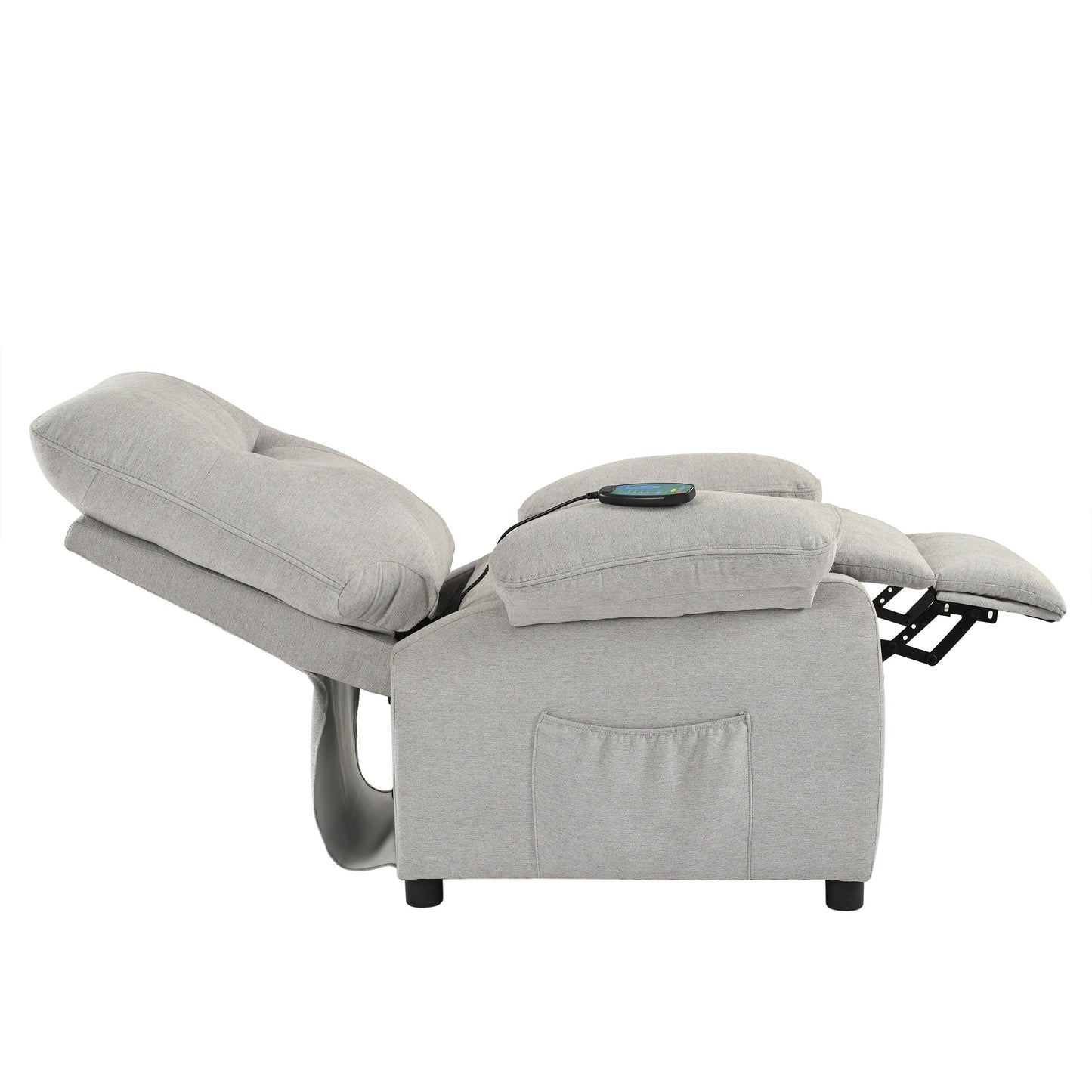 Fauteuil inclinable manuel avec massage chauffant, revêtement en tissu robuste et design portable pour une utilisation en salon