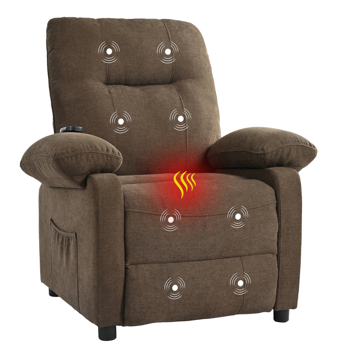 Fauteuil inclinable manuel avec massage chauffant, revêtement en tissu robuste et design portable pour une utilisation en salon