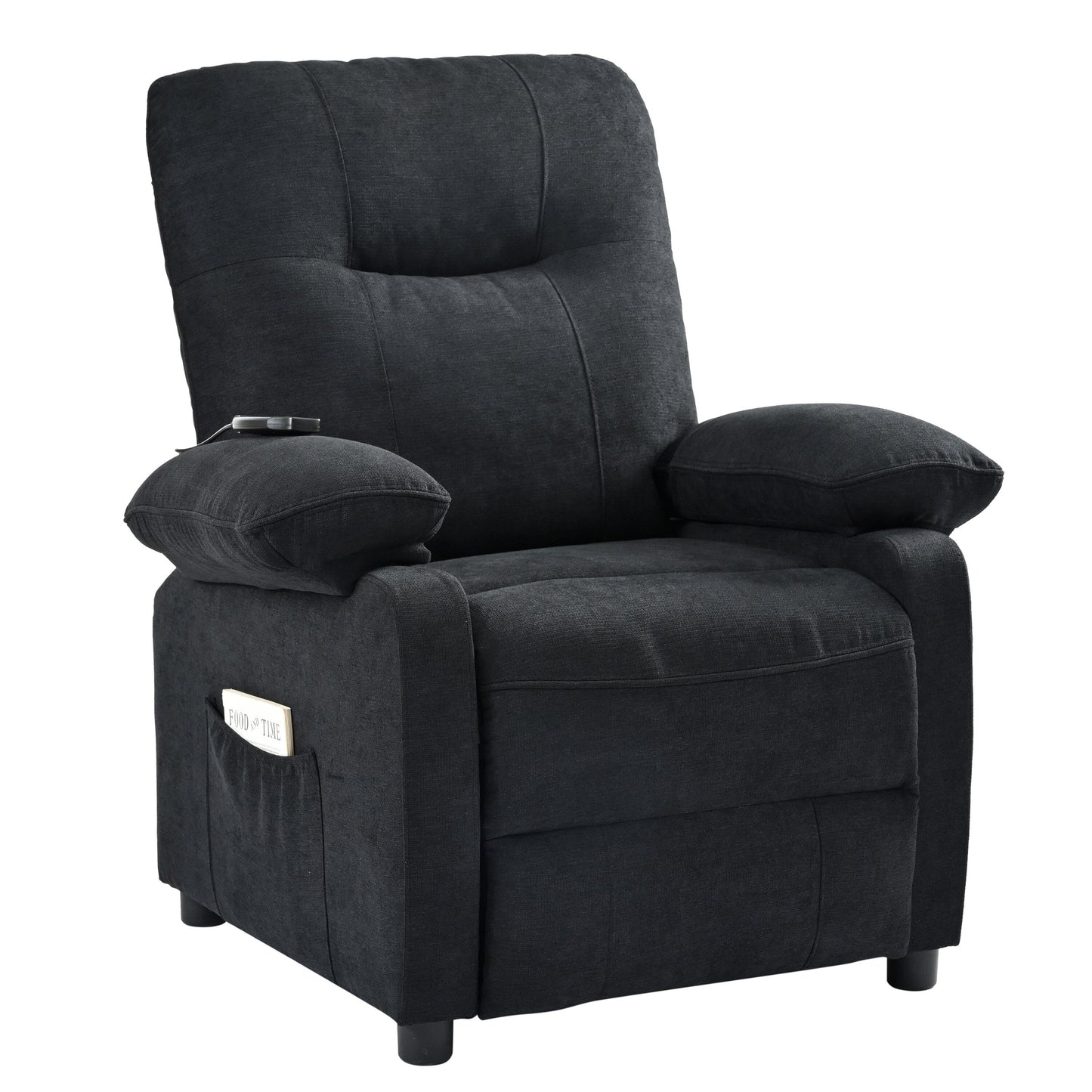 Fauteuil inclinable manuel avec massage et chauffage, cadre en bois massif robuste et revêtement en tissu confortable