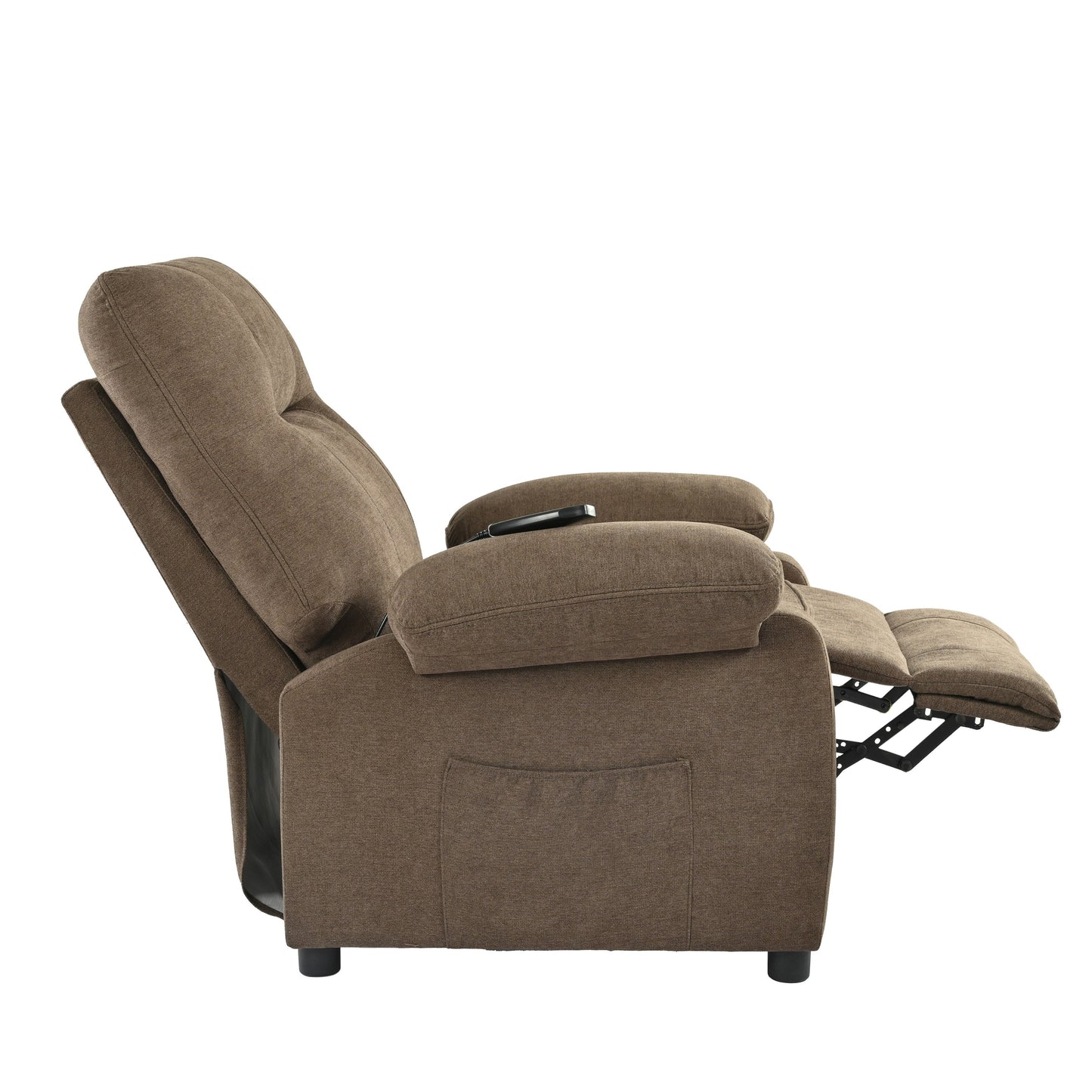 Fauteuil inclinable manuel avec massage et chauffage, cadre en bois massif robuste et revêtement en tissu confortable