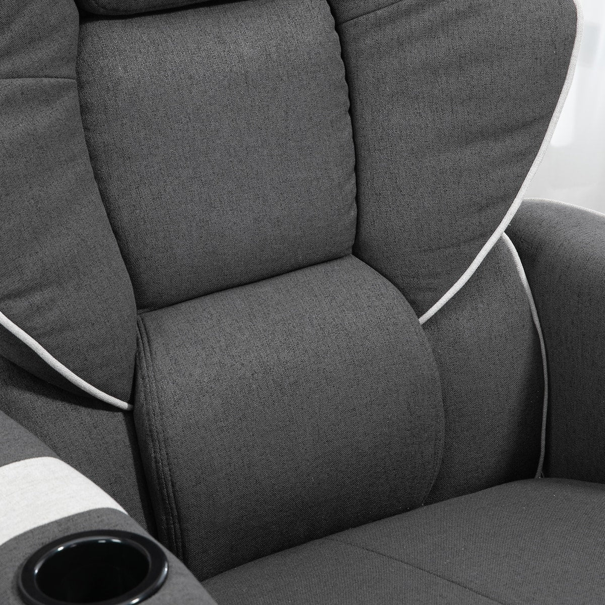 Fauteuil inclinable manuel, pivotant, avec repose-pieds et deux porte-gobelets pour salon, noir