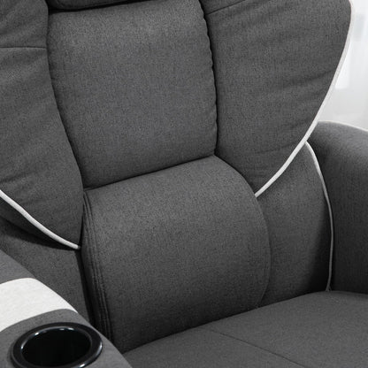 Fauteuil inclinable manuel, pivotant, avec repose-pieds et deux porte-gobelets pour salon, noir