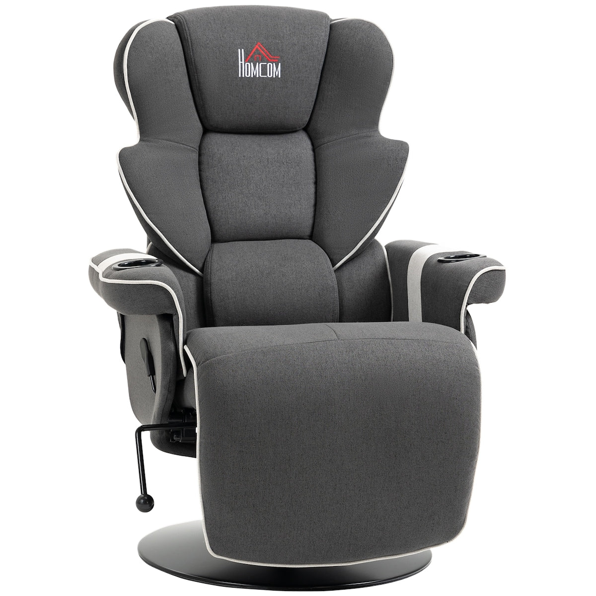 Fauteuil inclinable manuel, pivotant, avec repose-pieds et deux porte-gobelets pour salon, noir