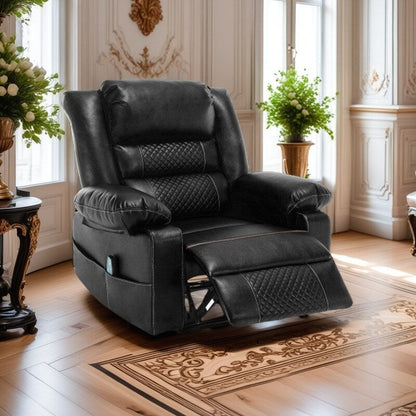 Fauteuil inclinable manuel avec massage par vibrations à 8 points, chaleur lombaire et cadre en bois et acier durable pour un confort optimal au salon