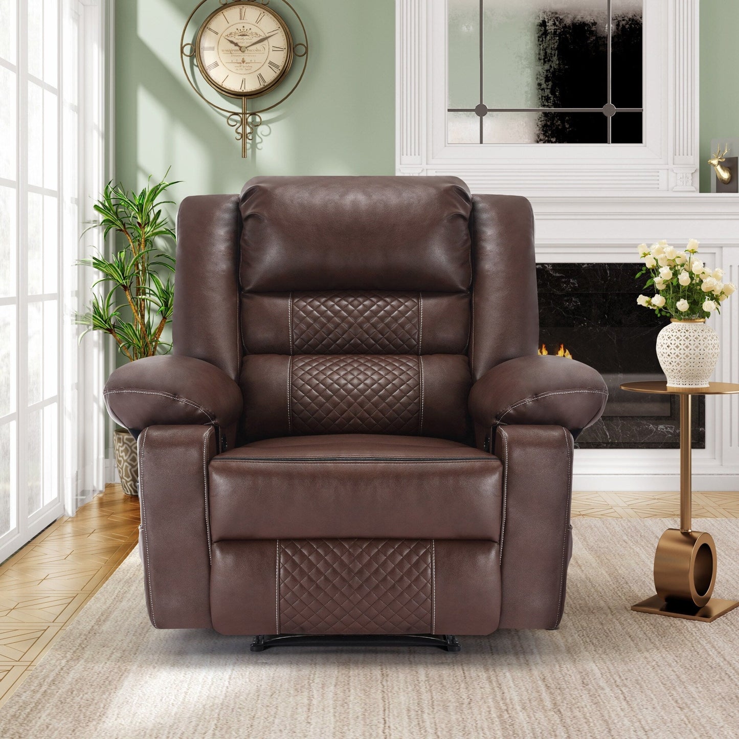 Fauteuil inclinable manuel avec massage par vibrations à 8 points, chaleur lombaire et cadre en bois et acier durable pour un confort optimal au salon