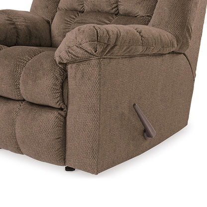 Fauteuil inclinable à bascule manuel, fonction chauffage et massage, brun automne