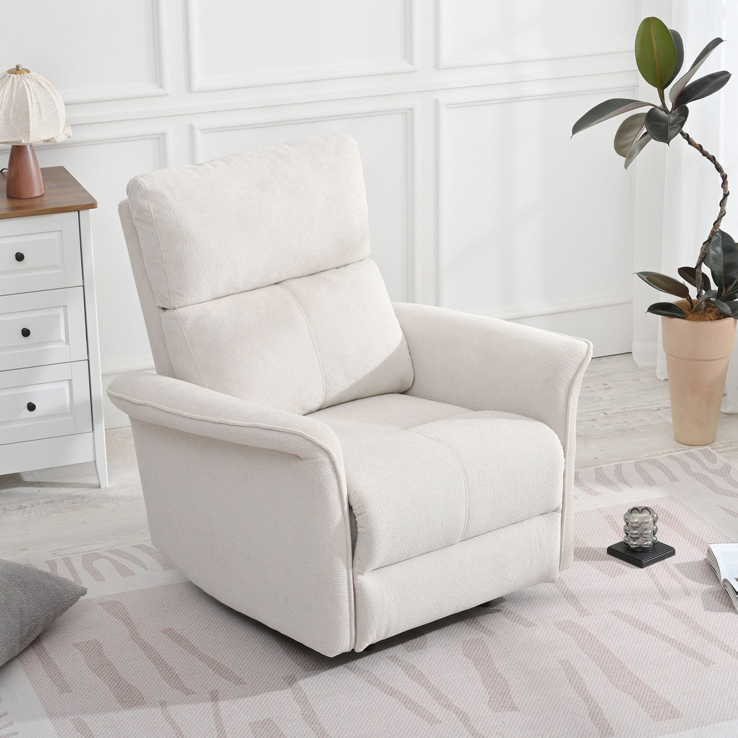 Fauteuil inclinable à bascule manuel, fauteuil inclinable à bascule manuel, chaise de chambre d'enfant en tissu, fauteuil inclinable simple, accoudoirs larges
