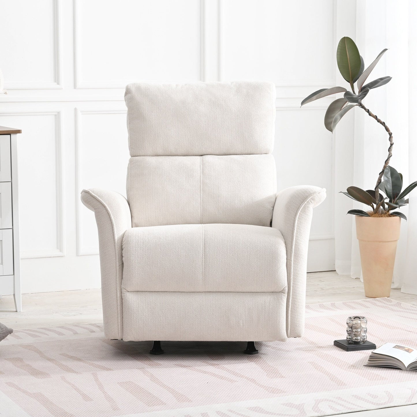 Fauteuil inclinable à bascule manuel, fauteuil inclinable à bascule manuel, chaise de chambre d'enfant en tissu, fauteuil inclinable simple, accoudoirs larges