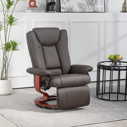 Fauteuil inclinable pivotant manuel en cuir synthétique, dossier réglable, chaise de lecture avec repose-pieds intégré