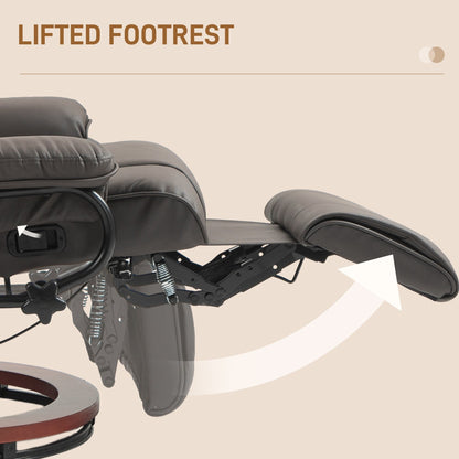 Fauteuil inclinable pivotant manuel en cuir synthétique, dossier réglable, chaise de lecture avec repose-pieds intégré