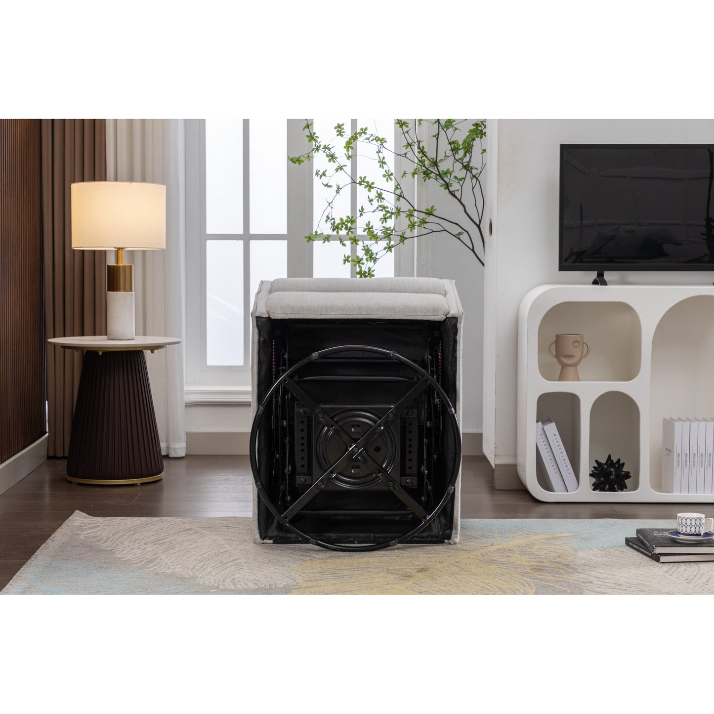 Fauteuil inclinable pivotant manuel avec dossier et repose-pieds réglables