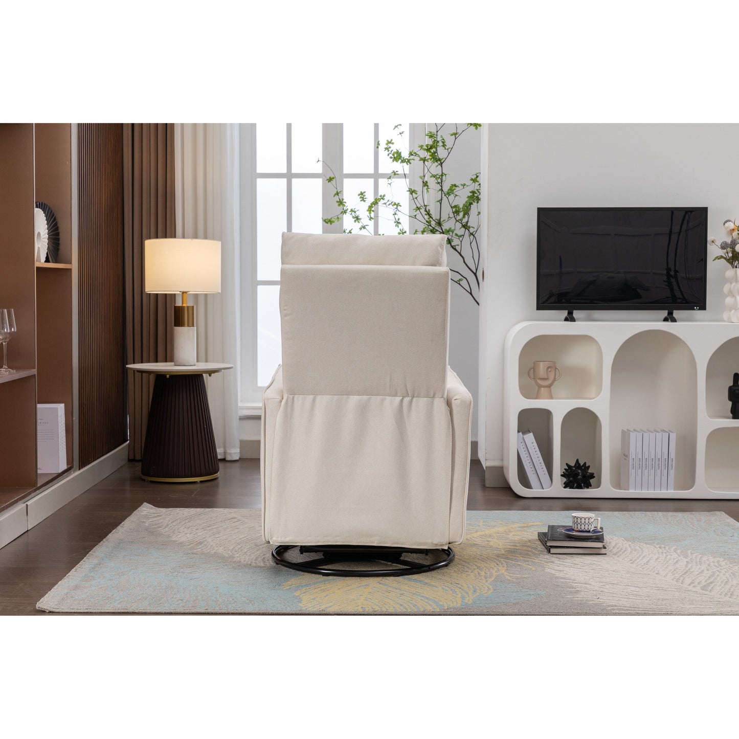 Fauteuil inclinable pivotant manuel avec dossier et repose-pieds réglables