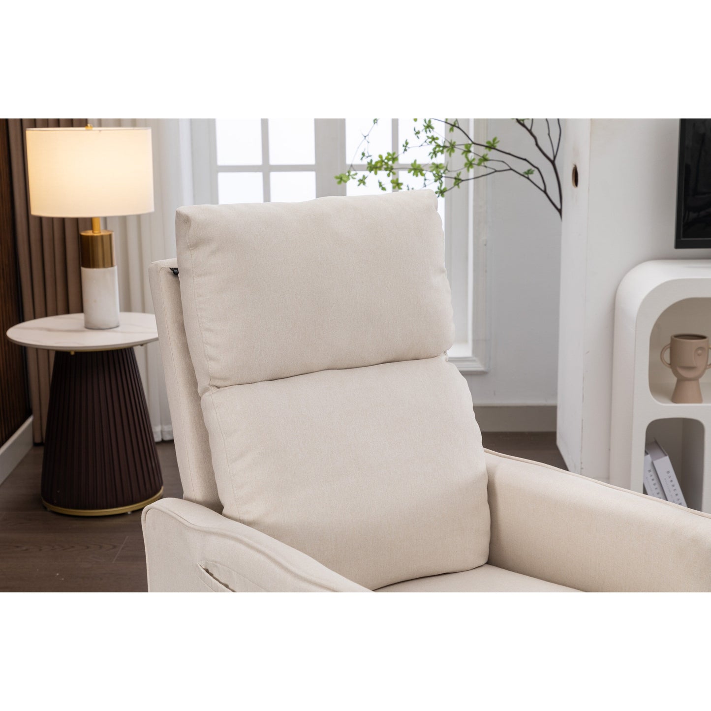 Fauteuil inclinable pivotant manuel avec dossier et repose-pieds réglables