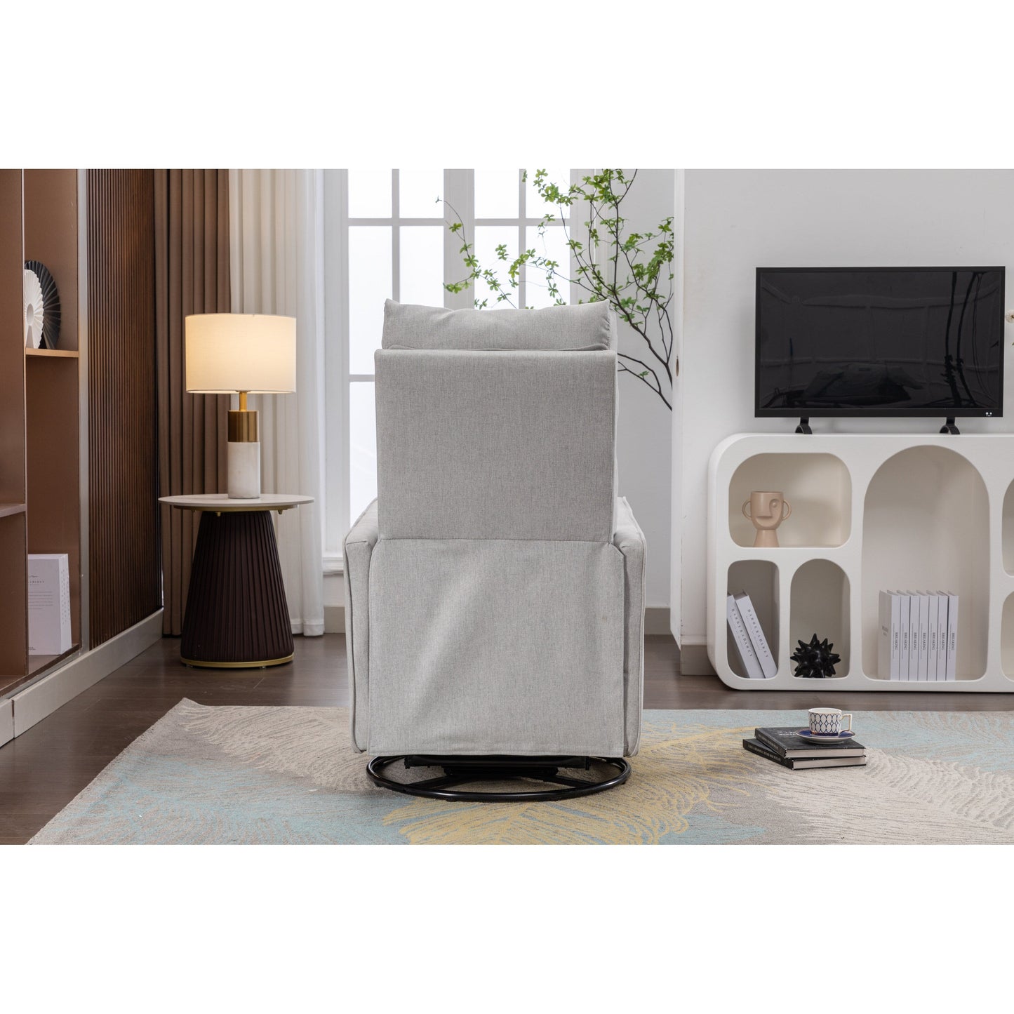 Fauteuil inclinable pivotant manuel avec dossier et repose-pieds réglables