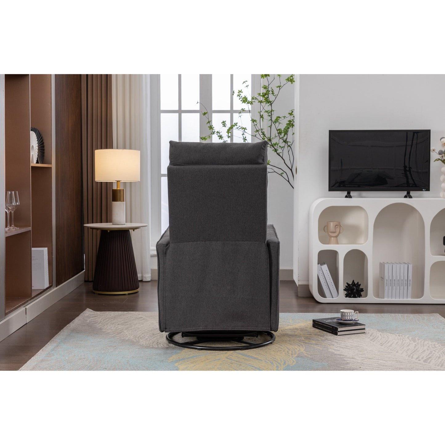 Fauteuil inclinable pivotant manuel avec dossier et repose-pieds réglables