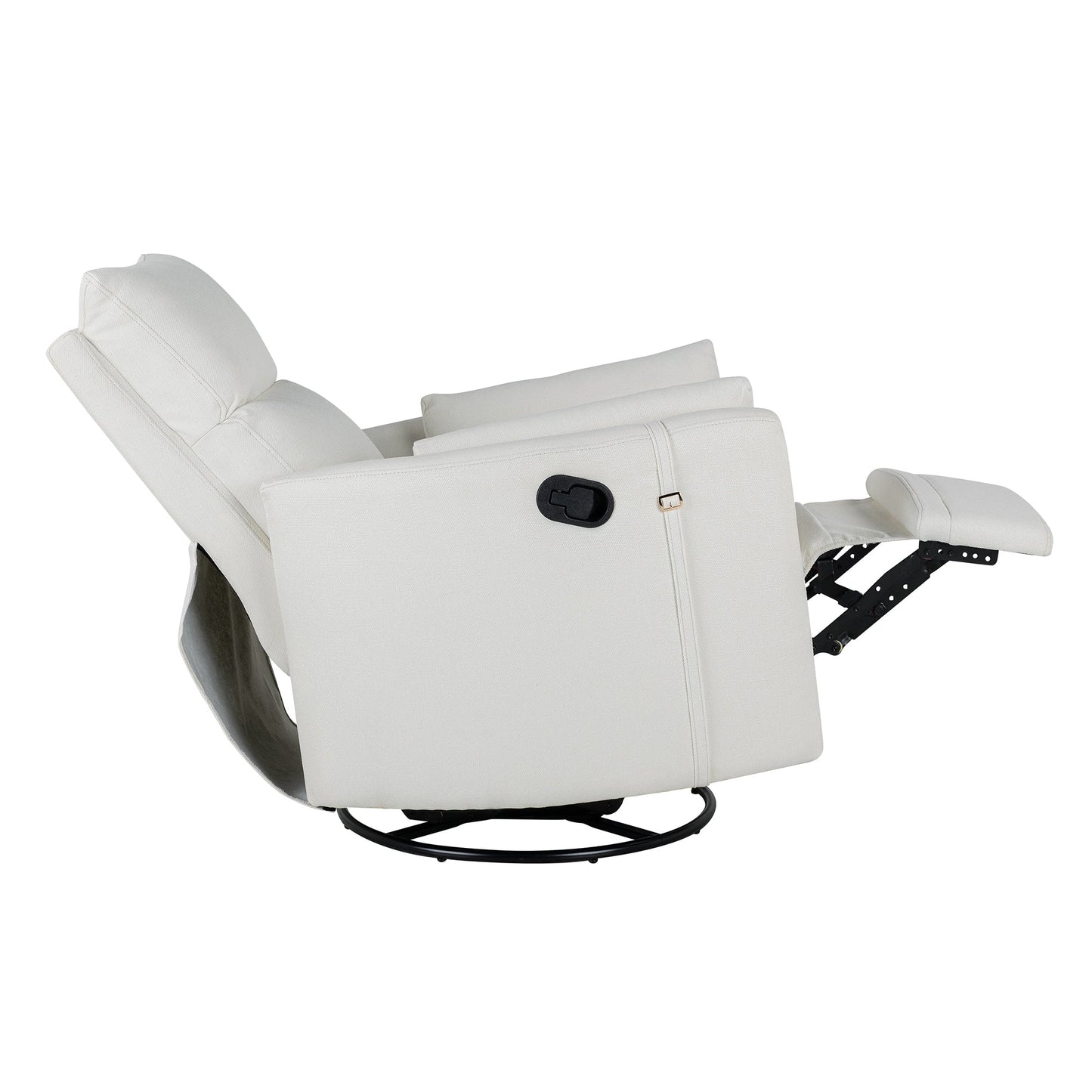 Fauteuil inclinable pivotant et rembourré manuel avec rotation à 360°, dossier réglable et coussins de soutien amovibles