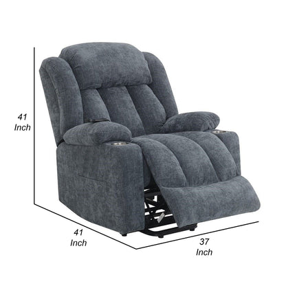 Fauteuil inclinable électrique Mario avec relevage, chauffage et massage, velours bleu