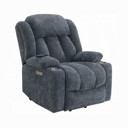 Fauteuil inclinable électrique Mario avec relevage, chauffage et massage, velours bleu
