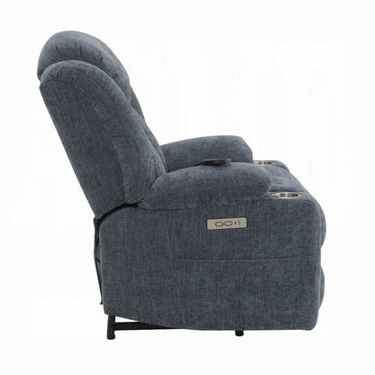 Fauteuil inclinable électrique Mario avec relevage, chauffage et massage, velours bleu