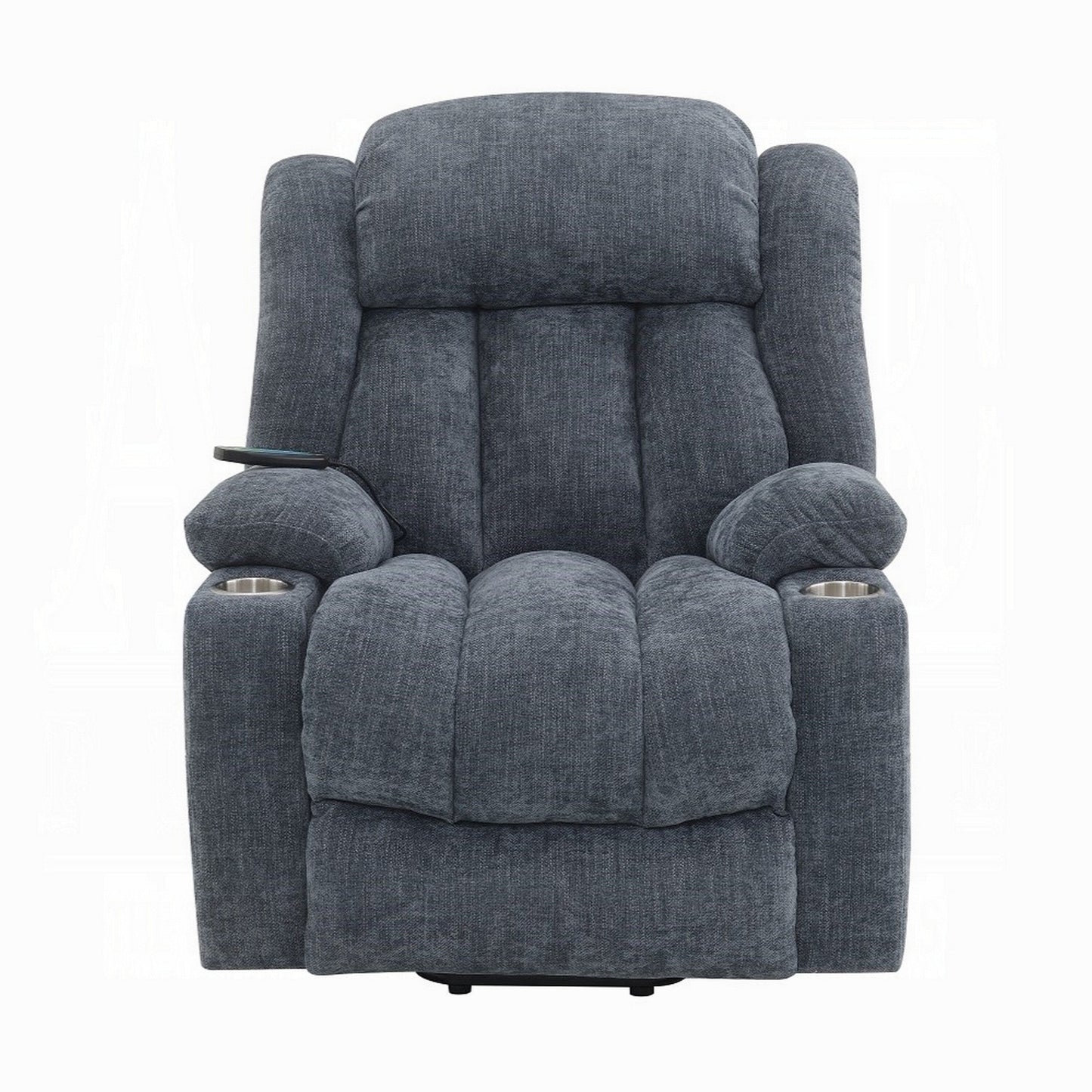 Fauteuil inclinable électrique Mario avec relevage, chauffage et massage, velours bleu