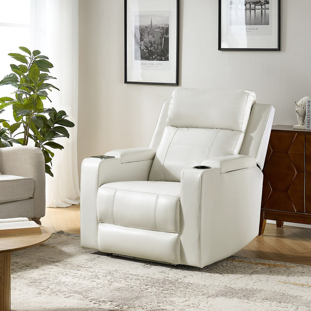 Fauteuil inclinable électrique Marion Classic 35,5 pouces de large avec porte-gobelet par HULALA HOME