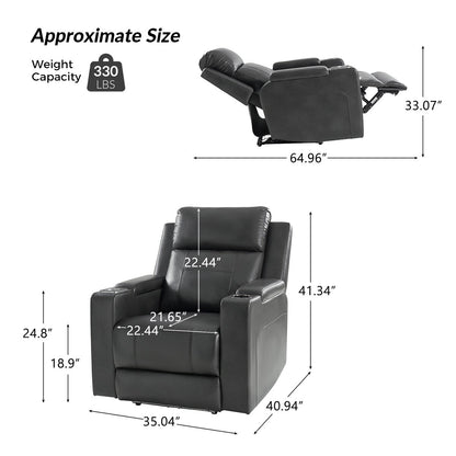 Fauteuil inclinable électrique Marion Classic 35,5 pouces de large avec porte-gobelet par HULALA HOME