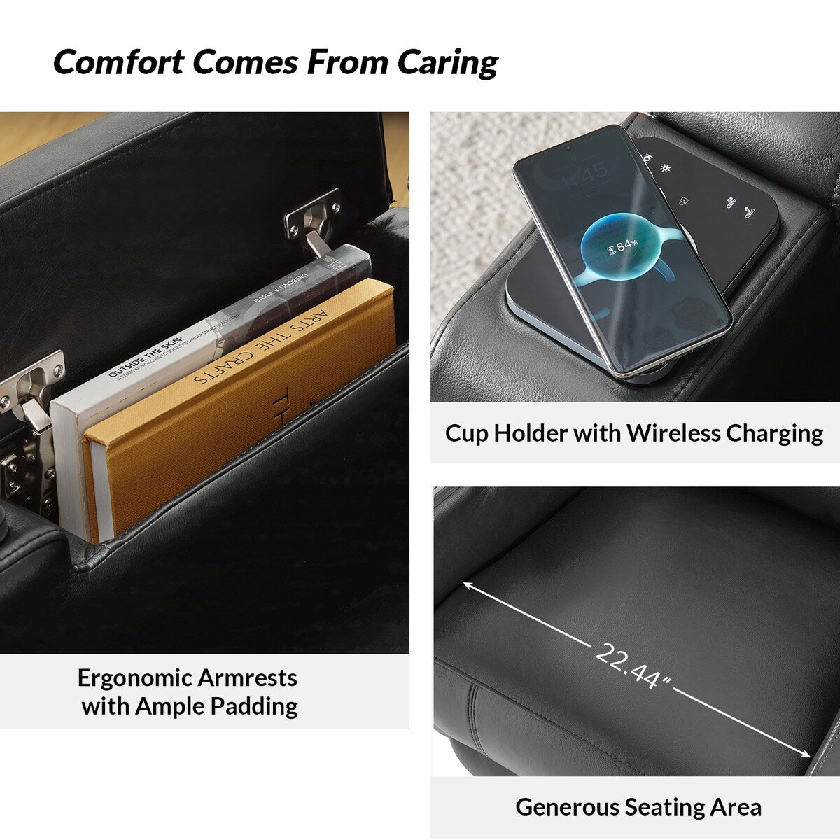 Fauteuil inclinable électrique Marion Classic 35,5 pouces de large avec porte-gobelet par HULALA HOME