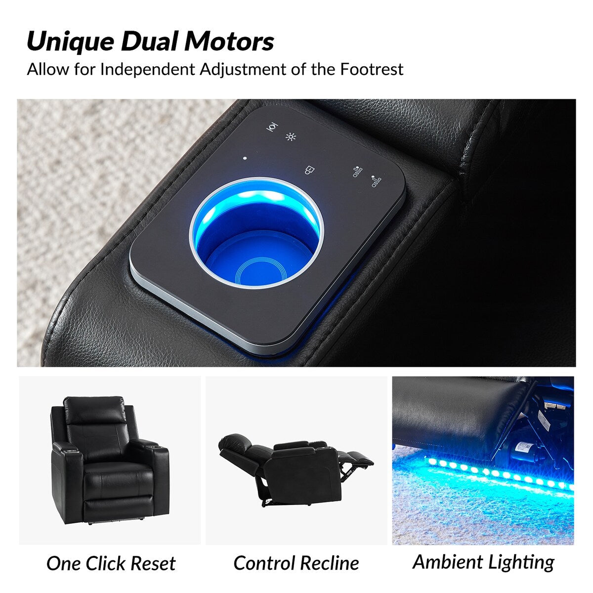 Fauteuil inclinable électrique Marion Classic 35,5 pouces de large avec porte-gobelet par HULALA HOME