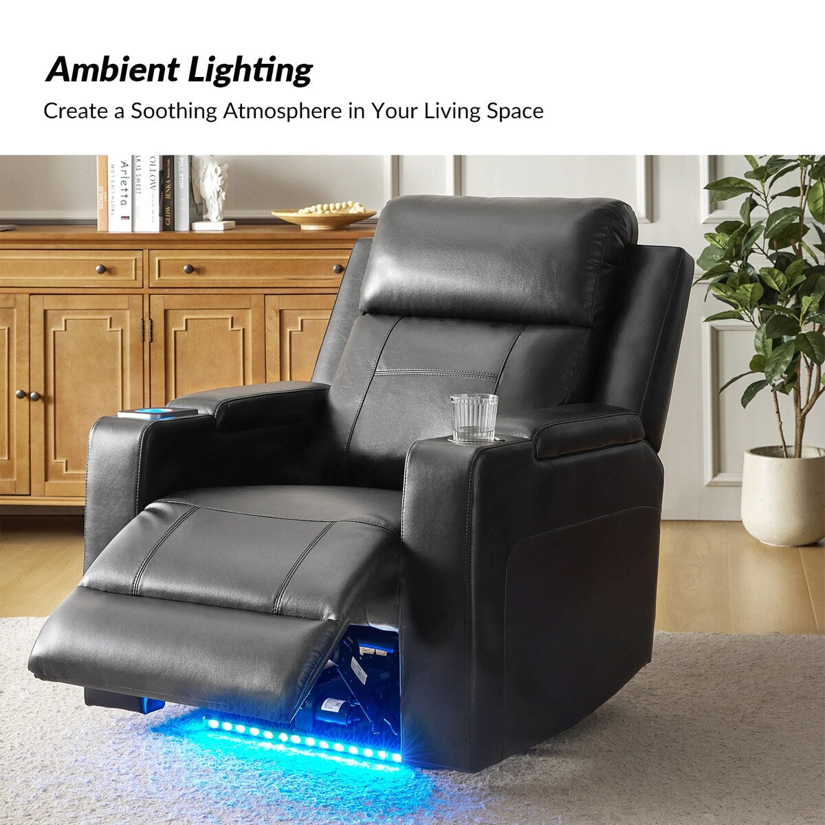 Fauteuil inclinable électrique Marion Classic 35,5 pouces de large avec porte-gobelet par HULALA HOME