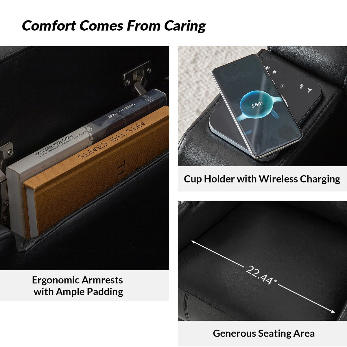 Fauteuil inclinable électrique Marion Classic 35,5 pouces de large avec porte-gobelet par HULALA HOME