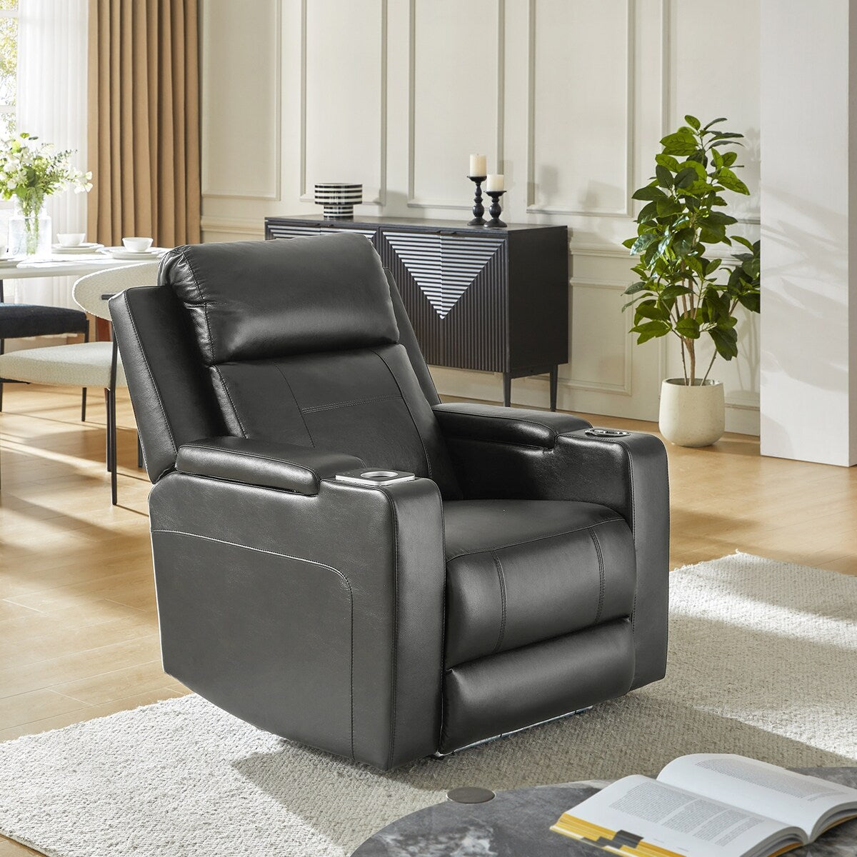 Fauteuil inclinable électrique Marion Classic 35,5 pouces de large avec porte-gobelet par HULALA HOME