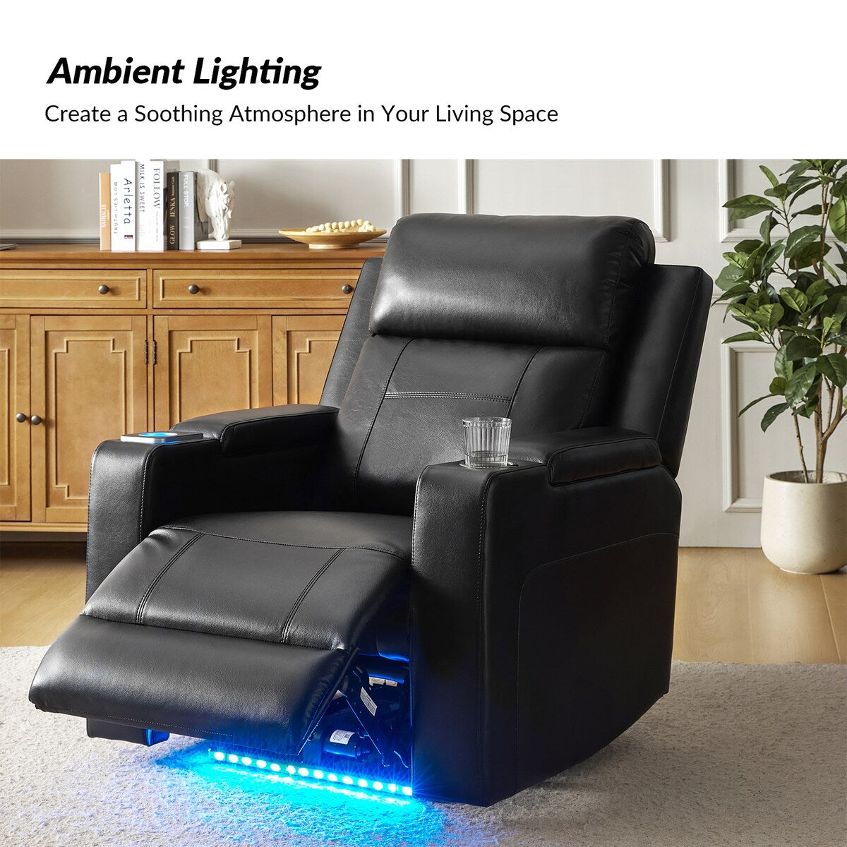 Fauteuil inclinable électrique Marion Classic 35,5 pouces de large avec porte-gobelet par HULALA HOME