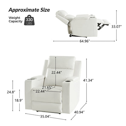 Fauteuil inclinable électrique Marion Classic 35,5 pouces de large avec porte-gobelet par HULALA HOME