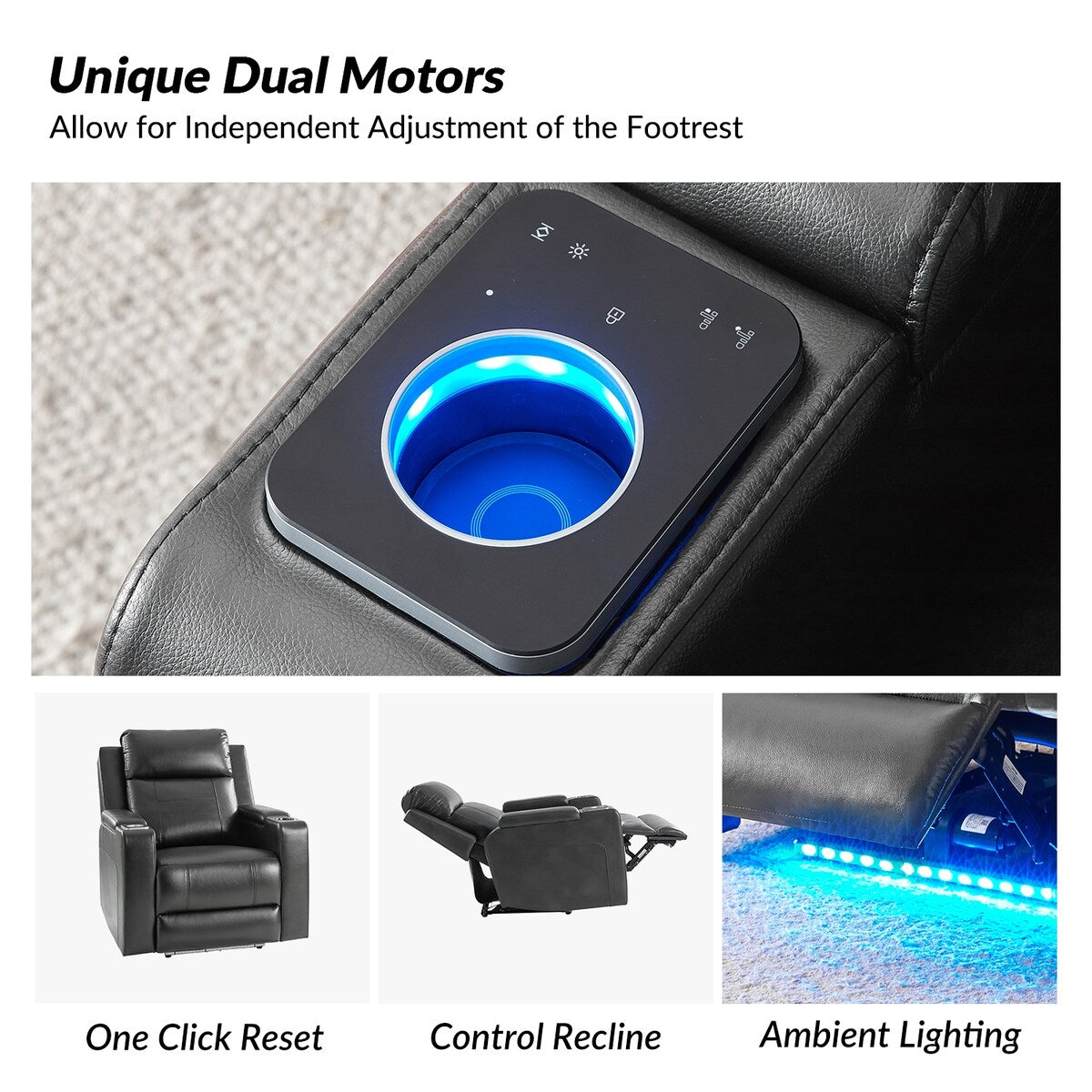 Fauteuil inclinable électrique Marion Classic 35,5 pouces de large avec porte-gobelet par HULALA HOME