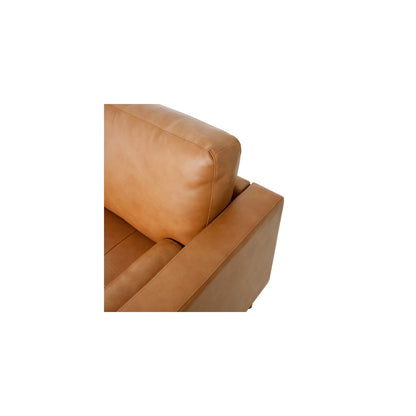 Canapé Marisa en cuir véritable surdimensionné du milieu du siècle, canapé sectionnel avec pieds en bois, confort supérieur pour le salon