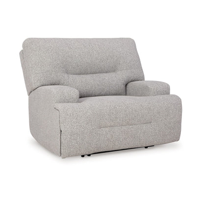 Fauteuil inclinable électrique Marissa à siège large, polyester gris, rembourrage moelleux