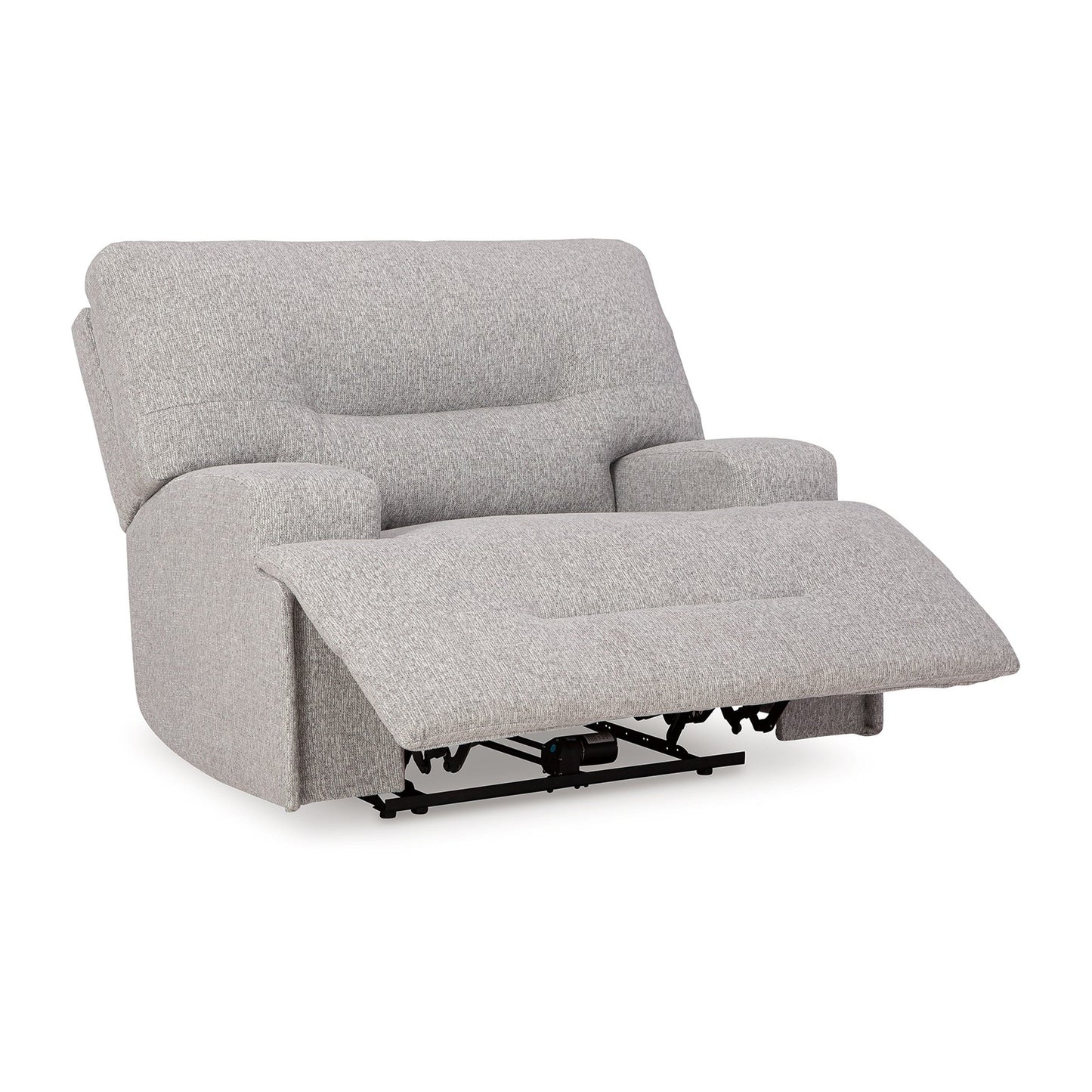 Fauteuil inclinable électrique Marissa à siège large, polyester gris, rembourrage moelleux