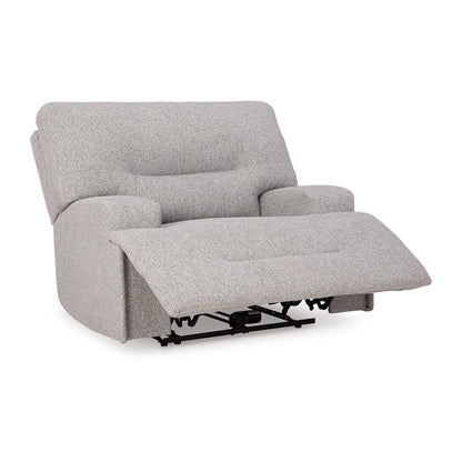Fauteuil inclinable électrique Marissa à siège large, polyester gris, rembourrage moelleux
