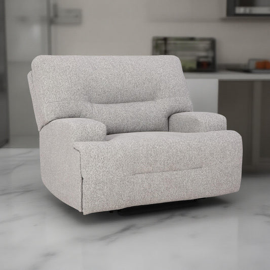 Fauteuil inclinable électrique Marissa à siège large, polyester gris, rembourrage moelleux