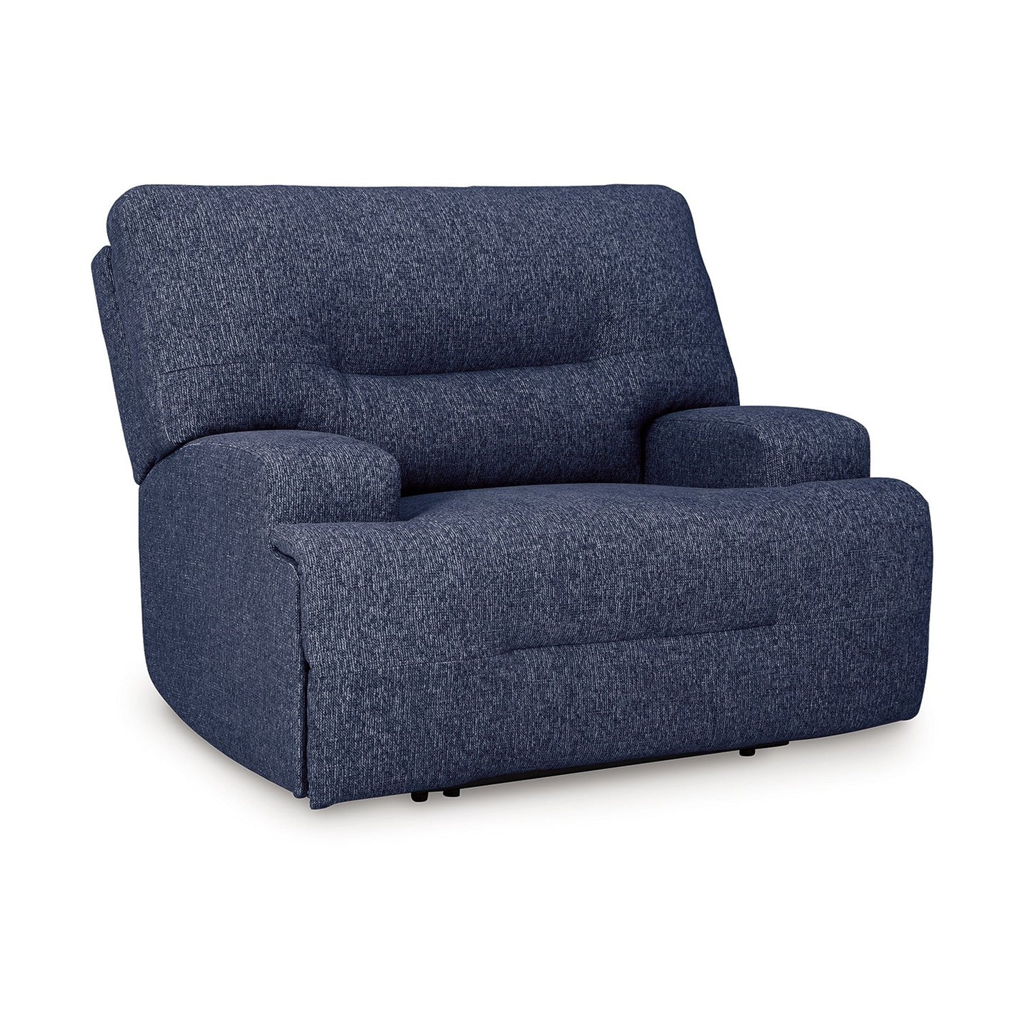 Fauteuil inclinable électrique Marissa à siège large, polyester bleu marine doux