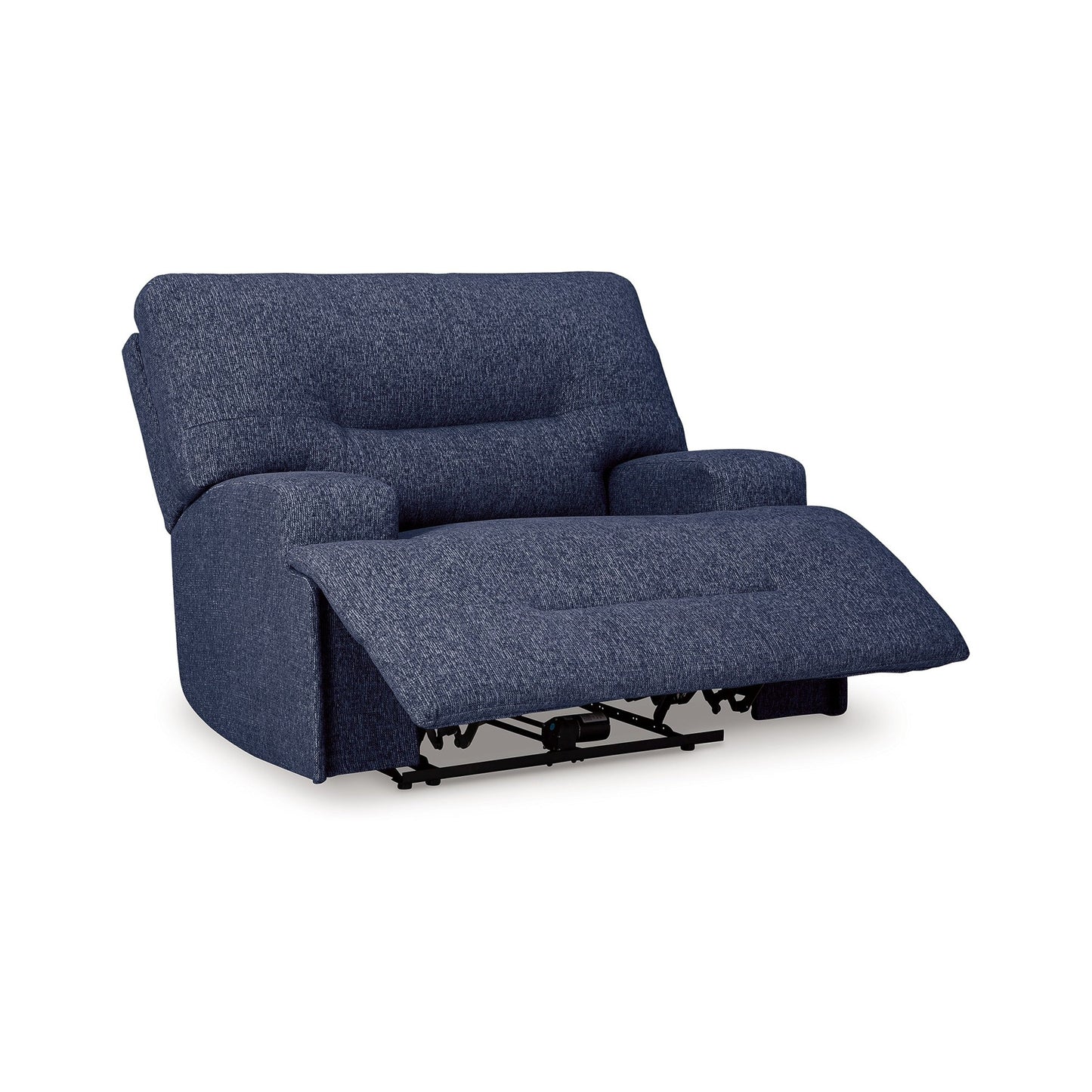 Fauteuil inclinable électrique Marissa à siège large, polyester bleu marine doux